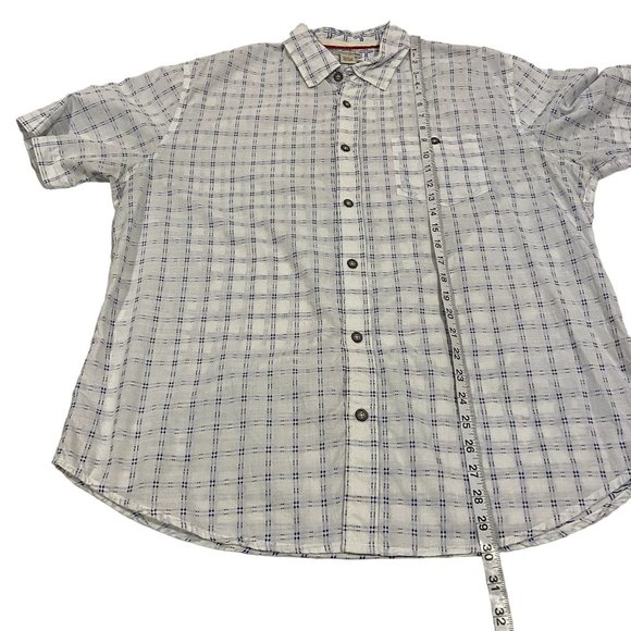 Carbon 2 Cobalt Blue White Checked Short Sleeve Cotton Shirt Men's Size L - Picture 6 of 6